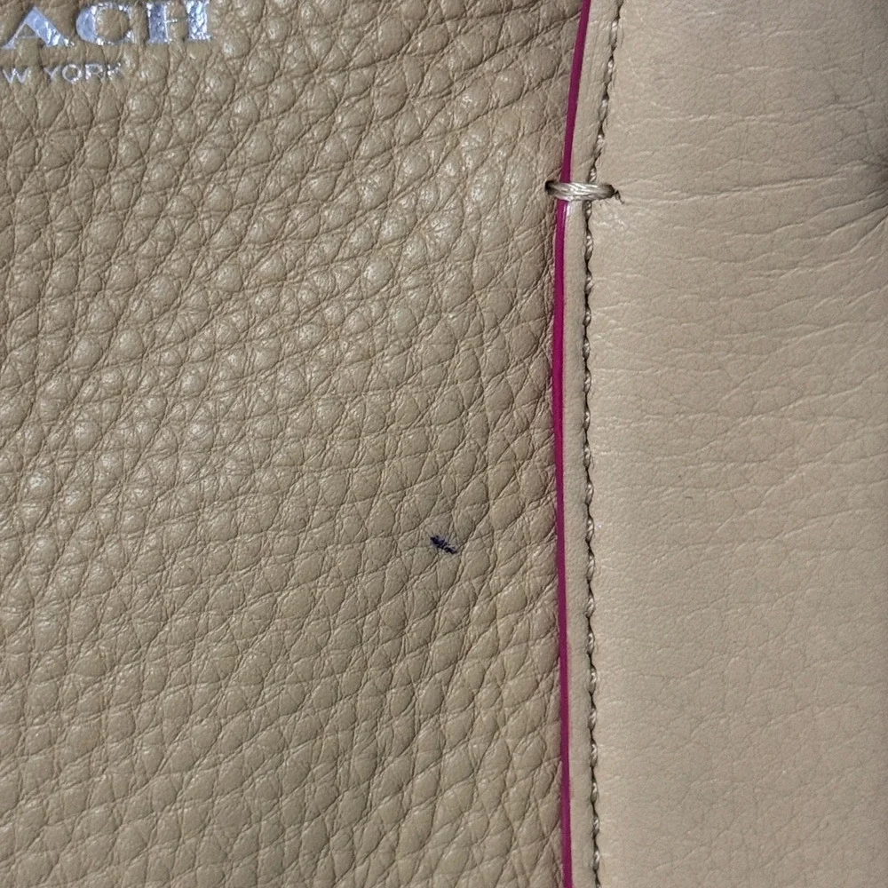 Coach Bleecker Mini Preston Satchel Camel Leather Crossbody Pink Edgepaint